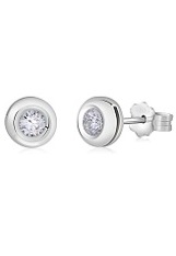convenient tiny bevel set cubic zirconia white gold earrings for kids 